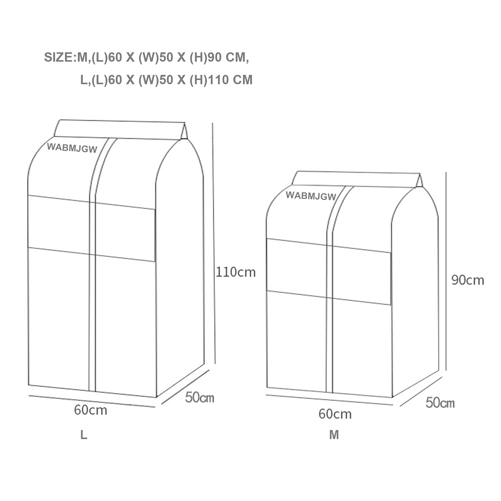 borsa per vestiti, Grandi 2 pezzi copriabiti in tessuto non e borsa portaoggetti for appendere vestiti con finestra trasparente, tridimensionali, facili da usare(Pink,L)