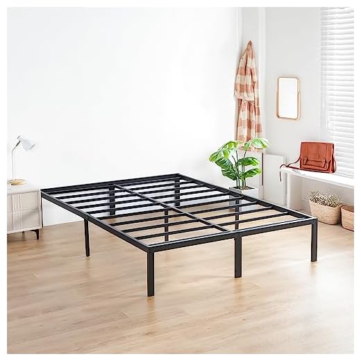 Olee Sleep 14 Inch Heavy Duty Steel Slat/ Anti-slip Support/ Easy Assembly/ Mattress Foundation/ Bed Frame/ Noise Free/ No Box Spring Needed, Queen