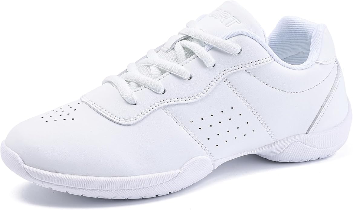 White Cheer Shoes for Womens Cheerleading Shoes Girls Youth Cheerleading Shoe Tennis Training Athletic Flats Breathable Cheer Sneaker Size