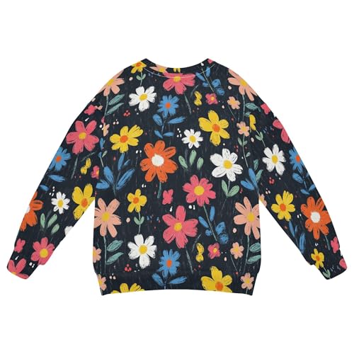 JUNZAN Colorful Flowers Little Girls Pullover Hoodie Long Sleeve Hoodies for Girls Camping 4T2