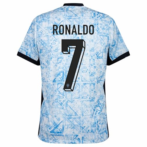 Ronaldo 7 Portugal Home Soccer Jersey for Men Fan Version 24/25 (Medium) White/Blue