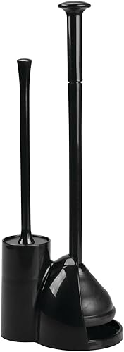 Miniatura 8 de mDesign Hidden Plunger and Brush Set for Toilet Bowl - Combo with Holder Caddy - Aura Collection - Black