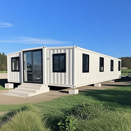 Prefab Tiny Home for Sale, 40ft Mobile Modular Home with 3 Bedrooms, 1 Fully Equipped Bathroom & Kitchen, Expandable Container House to Live in for Adults Prefabricated Foldable Tiny House for Living