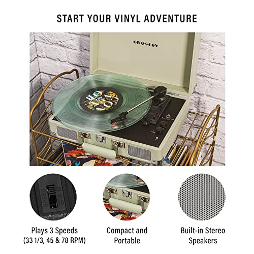 Crosley CR8005F-MT Cruiser Plus Vintage 3-Speed Bluetooth in/Out Suitcase Vinyl Record Player Turntable, Mint - Les Beatles, Paul McCartney, John Lennon, RIngo Starr, George Harrison Crosley CR8005F-MT Cruiser Plus Vintage 3-Speed Bluetooth in/Out Suitcase Vinyl Record Player Turntable, Mint – Image 3