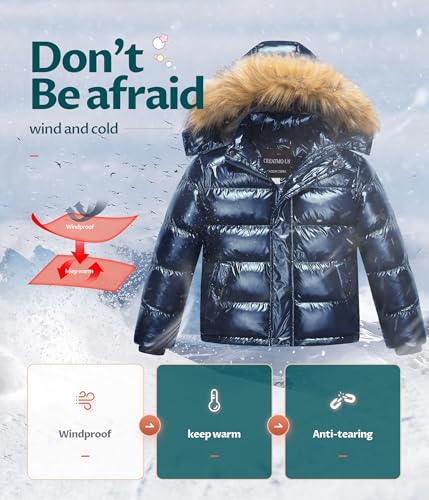Image of CREATMO US Boy's Water Resistant Winter Coats Warm Fleece Lined Outwear Windbreaker Ski Jacket