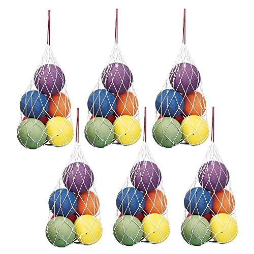 Dick Martin Sports MASBCN1-6 Martin Sports Heavy-Duty Mesh Sports Ball Bag w/Drawstring, White, Pack of 6 (MASBCN1-6)