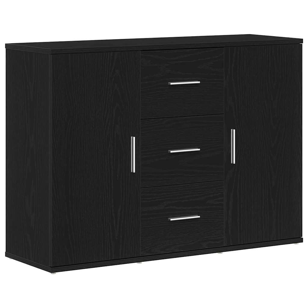 vidaXL Sideboard Black Oak 91x29.5x65 cm Engineered Wood, storage cabinet, sideboard cabinet, hallway cabinet, buffet, kitchen storage cabinet