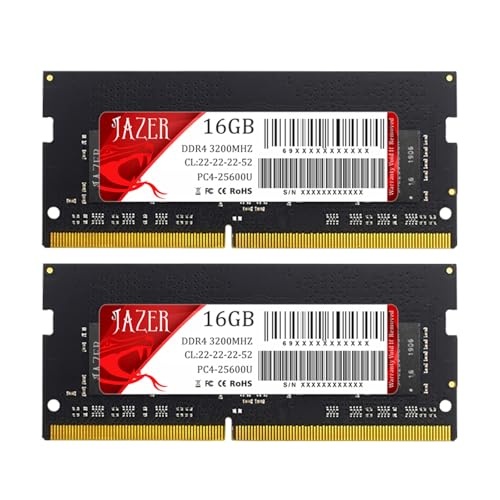 JAZER RAM DDR4 32Go Kit (2x16Go) SODIMM 3200 MHz CL22-260 Broches pour Ordinateur Module Mémoire Basse Tension - Mémoire vive pour PC Portable et Mini PC