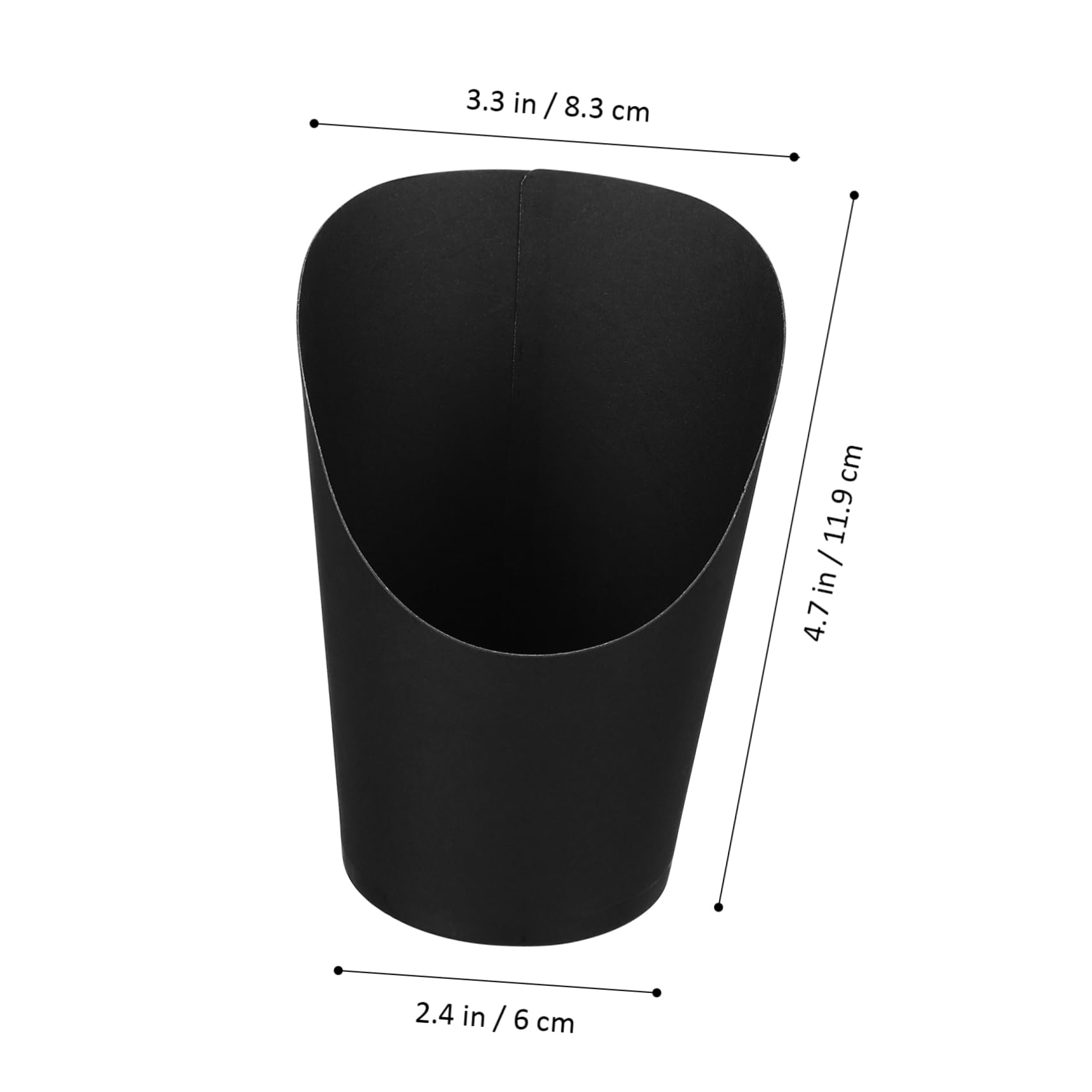 Ciieeo Coppette per Patatine Inclinate Nere 14oz 100 Pezzi in Carta | Apertura Obliqua, Capienza Ampia e Struttura Robusta, per Festa ed Eventi, Formato Monouso