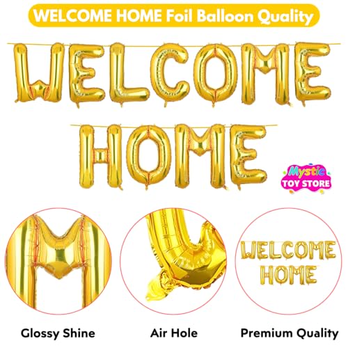 Image of Welcome Home Banner Gold for Baby Boy Girl Bride Airport Foil Balloon Decoration Decor Celebration Golden