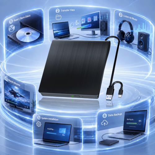 Image of Yaeonku Plug&Play External Blu-ray Drives for PC, Portable Blu Ray Burner