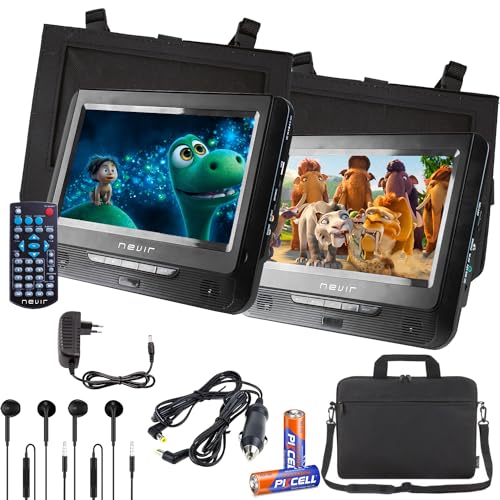 Wonduu Pantalla Coche Niños, Reproductor de DVD Portatil para Doble Pantalla 9″ + Mando a...