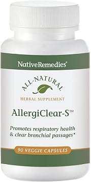 Native Remedies AllergiClear for Relief during Allergy Season 90 Tablets | Respiratory Health and Clear Bronchial Passages Related to Allergy Symptoms - 90 Veggie Caps