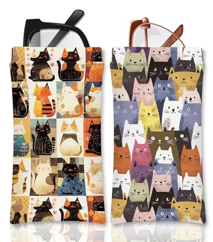 Image of Eyeglasses Sunglasses Case PU Soft Squeeze Top Glasses Pouch for Women Men,Animal Pattern Portable Anti Scratch