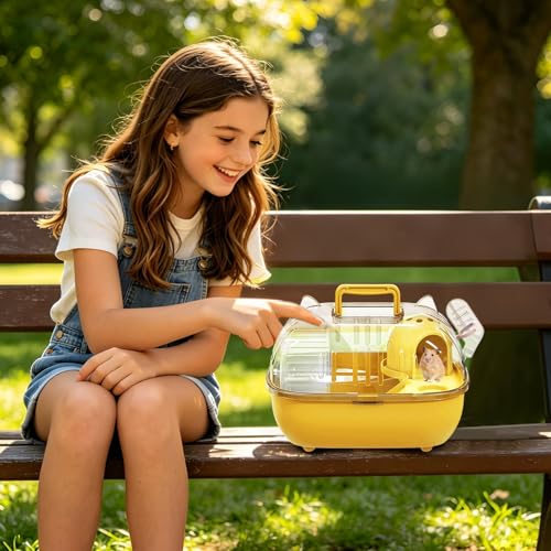 Maison hamster voyage portable transparente avec bouteille d'eau