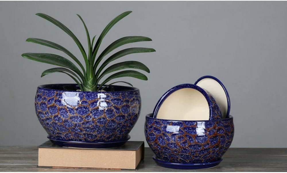 Niebieskie Doniczki Ceramiczne Bardzo Duży Salon Osobowość Umywalka Na Rośliny Z Otworem Drenażowym Doniczki Do Bonsai Ogród Dekoracyjny Stojak Na Kaktusy Ceramiczny Przeszklony Pojemnik Na Kwiaty Z