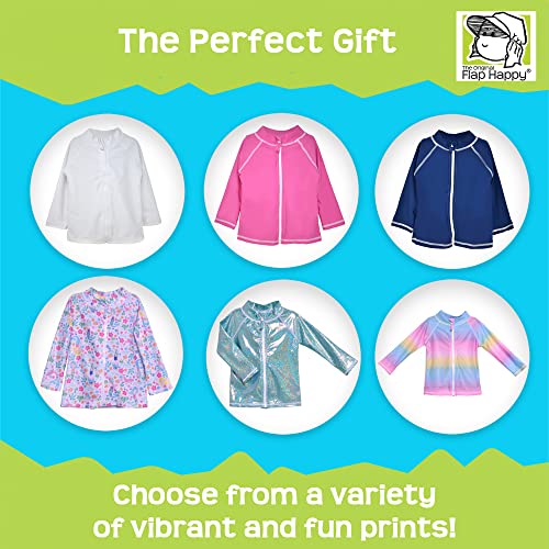 Flap Happy Rash Guard com zíper para meninas, Ombré arco-íris, 12 Meses