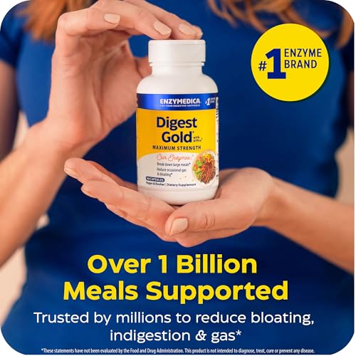 Image of Enzymedica Digest Gold - Digestive Enzyme Supplement for Women & Men, Enzyme Capsules for Digestion, Gut Health Support, Helps Gas & Bloating, ATPro Energy Support, Maximum Strength, Vegan - 240 Caps