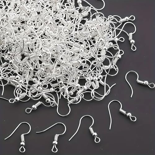 Image of INDIKONB Jewellery Making Earring Hooks | Brass Metal Fish Hook Findings for DIY Earrings, Silk Thread Jewellery, Earring Making Material & Jewellery Craft Kits (100 Pcs Silver)