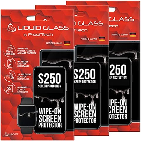 3 Pack Liquid Glass Screen Protector with $250 Screen Protection (each) for All Smartphones Tablets and Watches - Universal Fit Cover