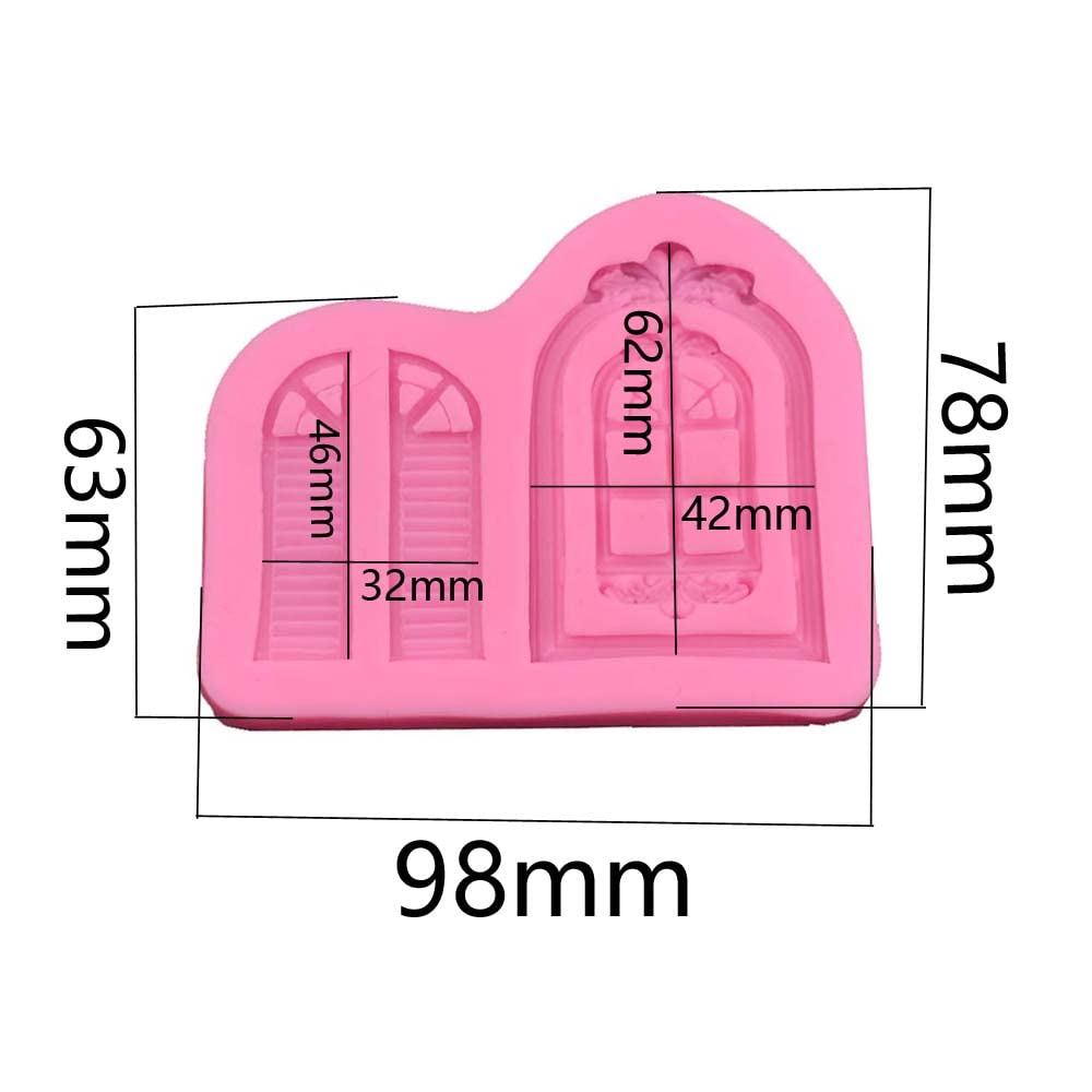 Silicone Door Window Mold House Baking Mold Frame Cakes Border Pattern Mold for Fondant Pudding Soap Sugarcraft Candy Cake Decoration Polymer Clay (Window)
