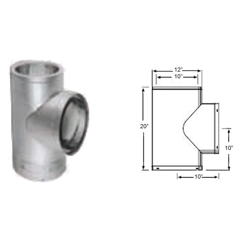 DuraVent 9167SS - Tee in acciaio inox classe A con tappo per canna fumaria, misura 17,8 cm