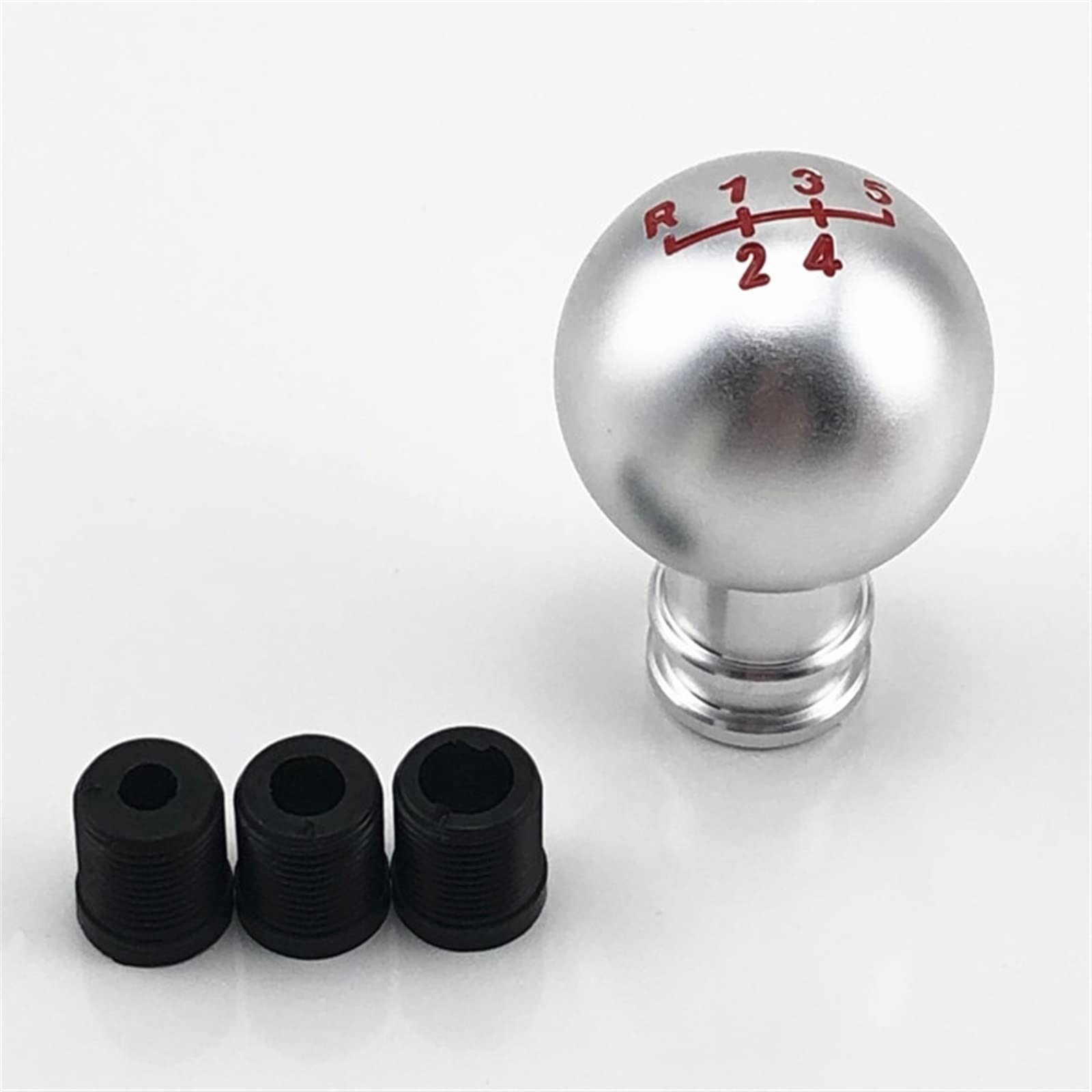 5 Speed ​​Pookknop Stick Aluminiumlegering 5 Speed ​​Lederen Auto Versnellingspook Schakelknoppen Versnellingshendel Ronde Schakelhendel Knoppen Handleiding Automobiles Accessoire(Een zwarte