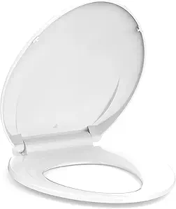Enlongated Toilet Seat, Slow Close Toilet Cover Seat for Easy Clean and Stain-Resistant, Plastic Toilet Seat With Cover, Quick-Release Hinges and Quick-Attach Hardware,White