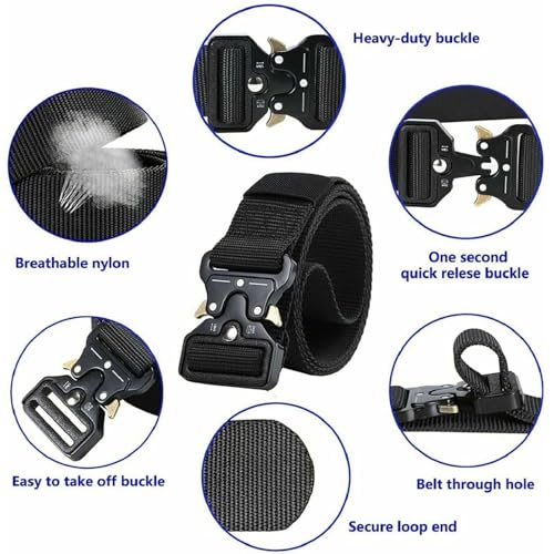 2 pack Military Tactical Belt – Heavy Duty Nylon Waistband for Security, Work, and Outdoor Use, BLUE3