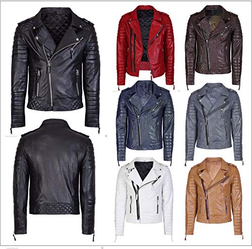 Image of Mens Distress Leather Jackets Motorcycle Bomber Biker Stylish Outerwear Zipper JacketWhite Jacket