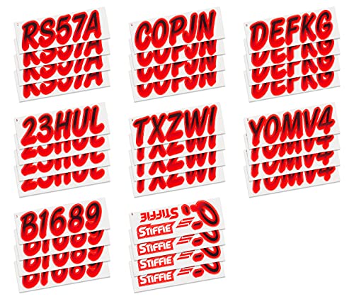 Image of STIFFIE Whipline Black /Lava Red 3 inch Super Sticky Boat & PWC Registration Decals • Numbers Letters Stickers