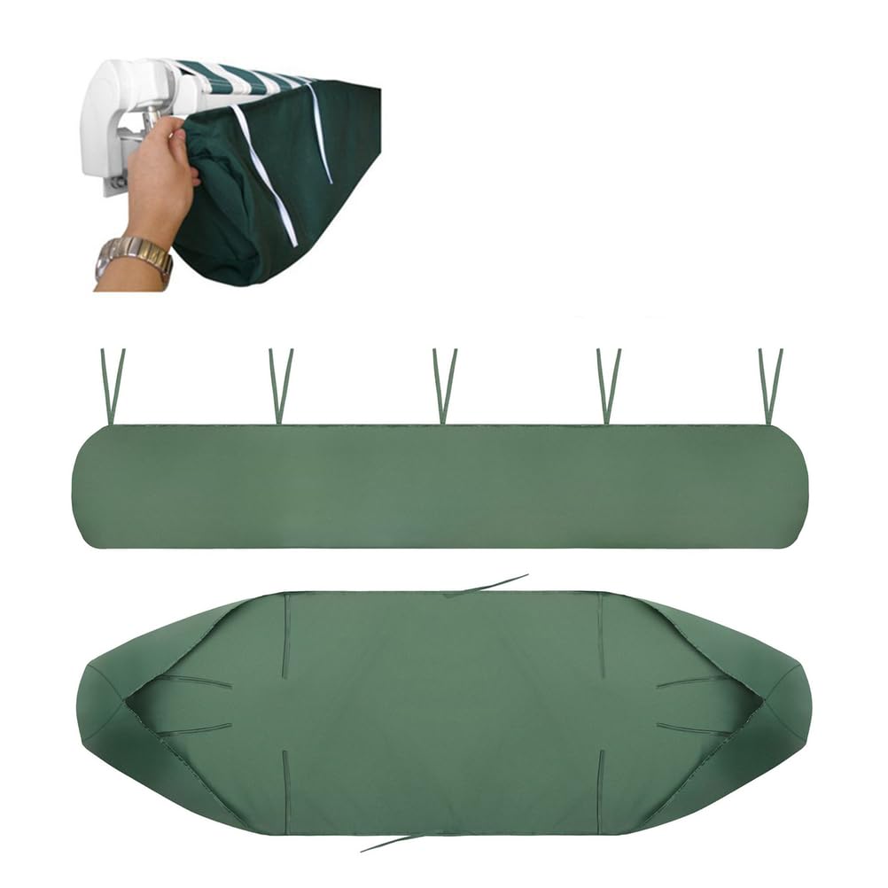 QVMQVM Patio Awning Canopy Cover, Retractable Roller Blinds Sunscreen Waterproof Cover Dust Cover, Rain Canopy Awning Cover Storage Bag,Green,4.5m/14.76ft