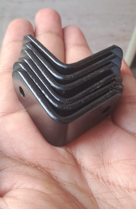 Image of Q1 Beads Metal Heavy Duty (3 mm) L Angle Bracket Clamp - Right Angle Brace for Wood Furniture & Metal, Includes Screws (Black Powder Coated) (1.5x1.5-6 Pcs)