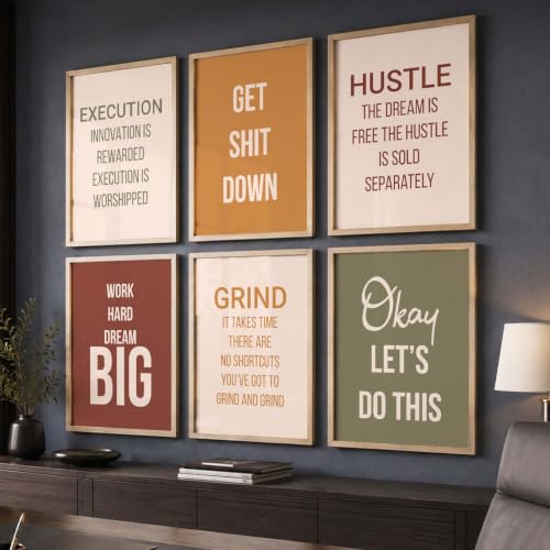 Image of kotart Quote wall Paintings with Frame for Home Decoration - Painting for Living Room Bedroom Office Wall hanging frames - Pack of 6 | Set of 6 Multicolo (13x17 inch, F)
