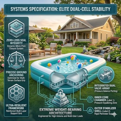 Image of 7 Feet Rectangular Inflatable Pool for Kids & Toddlers | Family Swimming Pool for Backyard | Durable Child-Safe PVC Inflatable Pool, Portable & Easy Inflate