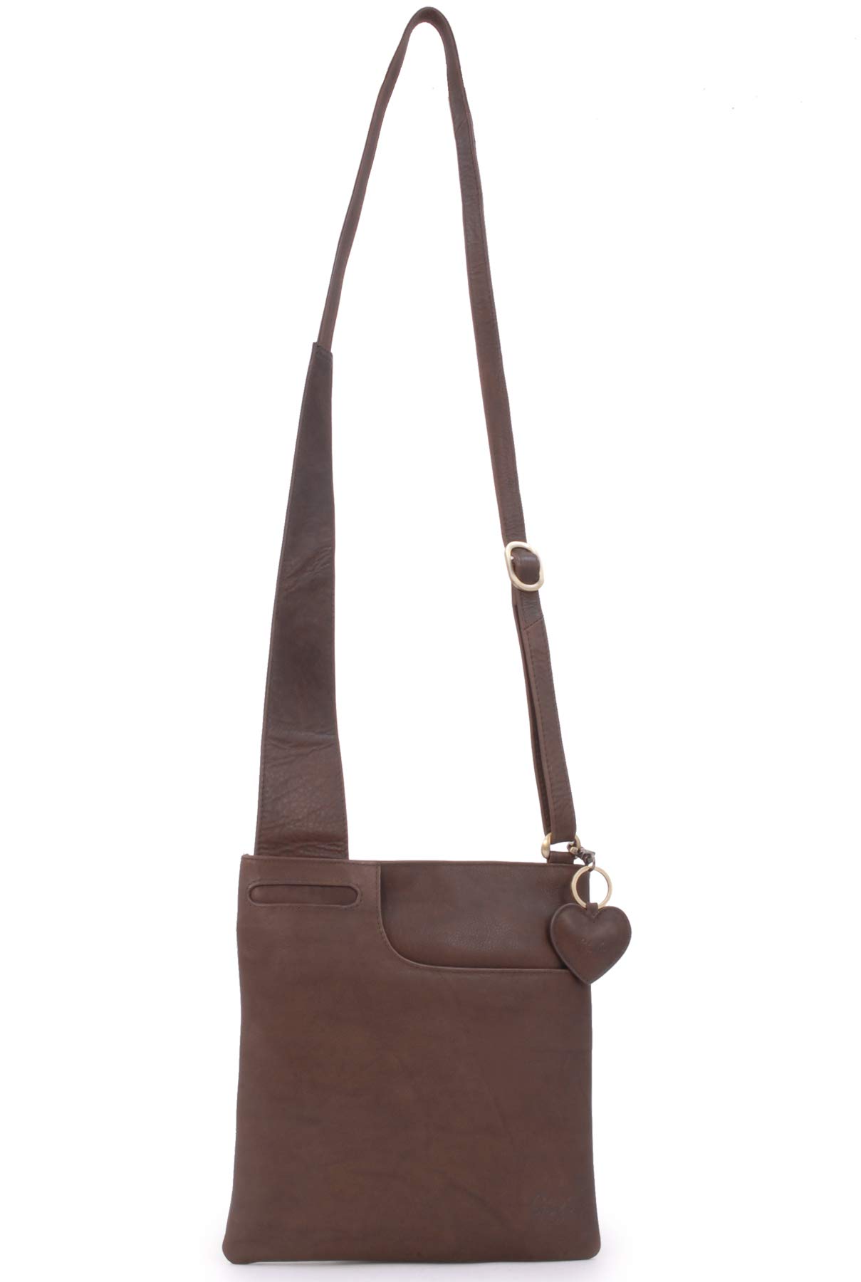 Gigi - Bolso Bandolera Pequeño de Piel Auténtica - Bolsito Cruzado para Mujer - Bolso de Mano con Correa Ajustable - Othello 2057 - Oscuro Marrón