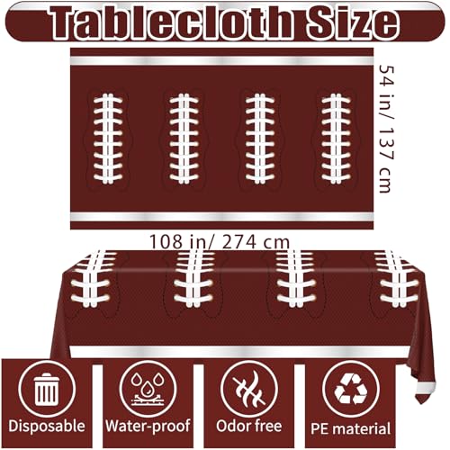 Football Party Decorations 3 Pack Football Disposable Tablecloth Plastic Touchdown Table Cover Football Tablecloth for Birthday Party Football Theme Party Games Sports Party Decorations 54 X 108 in - Image 5