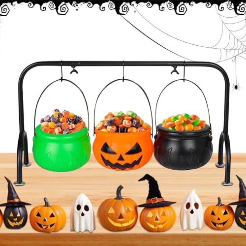 Genérico Cuenco Caldero,Fuente De Snacks De Caldero De Brujas Para Halloween - Recipiente Para Galletas Con Soporte Para Fiestas De Halloween Picnic Al Aire Libre Mesa Decoración