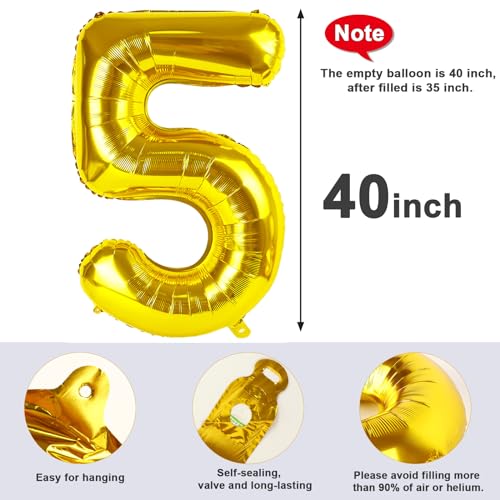 40 Inch Gold 15 Balloons Number, 15th Birthday Decorations For Girl Boys, 15 Year Old Birthday Decorations, Large Foil Mylar 51 Balloons For Party, Engagement, Graduations - 3