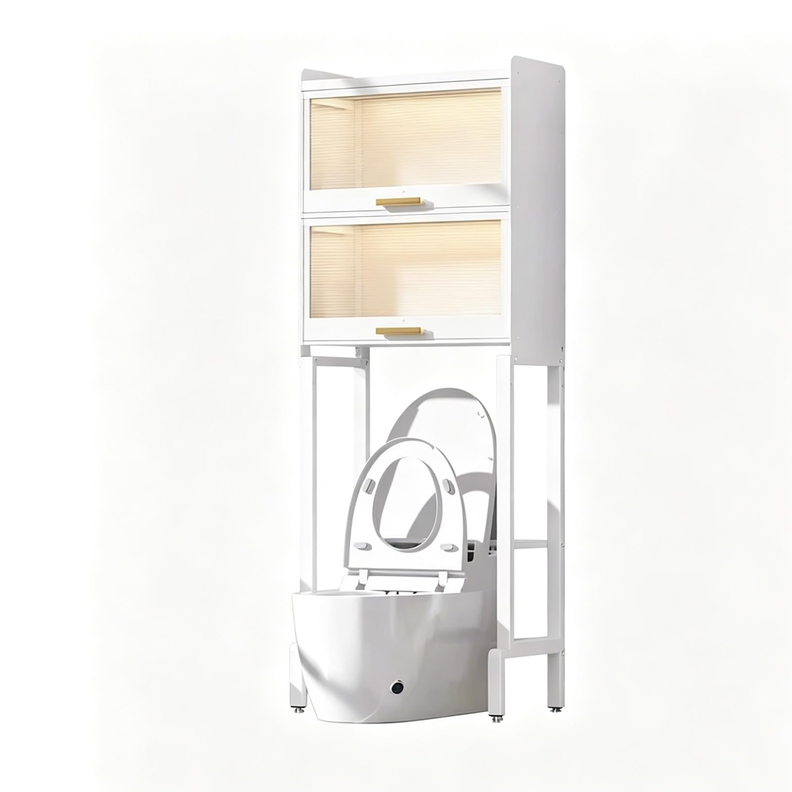 Over the Toilet Storage Cabinet Bathroom Organizer, Stable Anti-Tip Design & Adjustable Shelves, Narrow Space Saver for Restroom(White 3-Tier 20.47x10.24x61.81in)