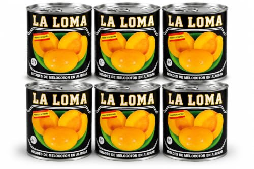 LA LOMA - Melocotón en Almíbar Mitades 470 g P.E. Pack 6 | Mitades seleccionadas; almíbar ligero; gran formato; listo para servir
