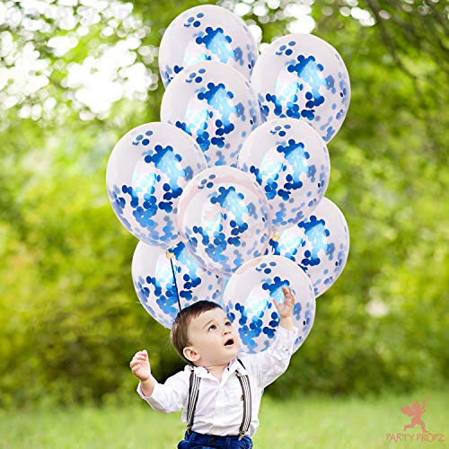 Image of Party Propz Rubber Blue Confetti Balloon - 30Pcs Blue Glitter Balloons For Decoration Kids, Adults|Confetti Balloons For Birthday, Anniversary, Bride To Be|Blue Sparkle Party Balloons for Decoration