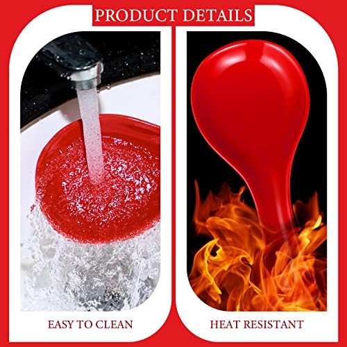 Image of Patelai Ceramic Spoon Rest Spoon Holder Stovetop for Kitchen Stove Coffee Bar Accessories Christmas Gift(Red,Classic Style)