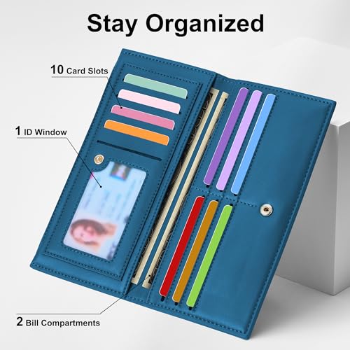Image of Tipmile Slim Wallet for Women, RFID Blocking Credit Card Holder | Thin Compact Bifold Wallet with Zipper, Ladies Gift