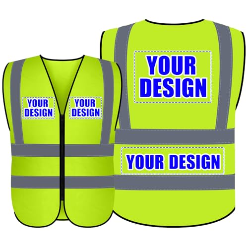 Custom Safety Vest,Personalized Vest,Safety Vest with Logo High Visibility Reflective Work Vest with Multiple Pockets Class 2 Standards