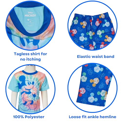 Disney Mickey Mouse Pajamas Set, 2 Piece Sleepwear for Toddlers and Little Kids, Size 3T Multi3