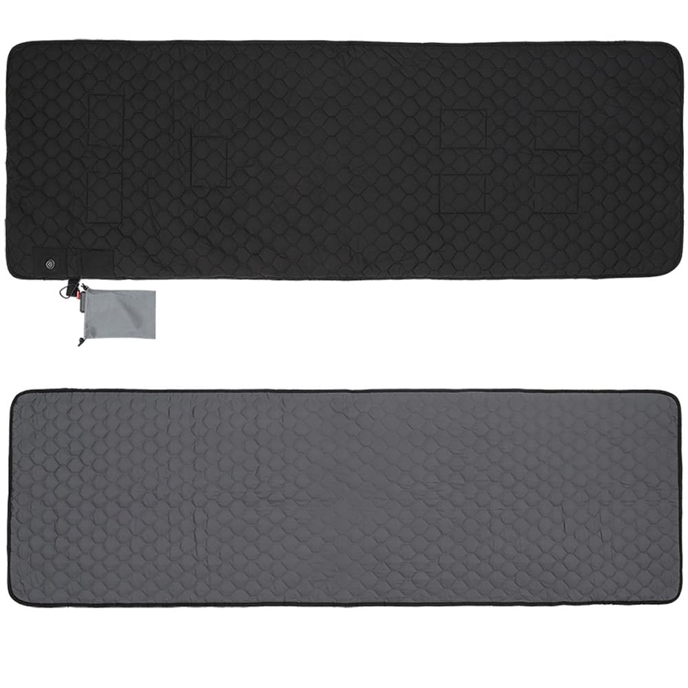 Pongnas Estera Calefactora USB, Almohadilla para Dormir con Calentamiento de 7 Zonas, Estera de Camping con Temperatura Ajustable y Bolsa de Almacenamiento para Uso en Interiores y (BLACK)