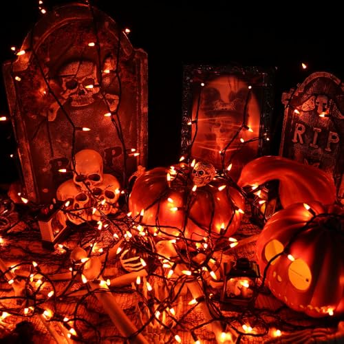 Image of BrizLabs Orange Lights 150 Count 34.8ft Incandescent Halloween Light String