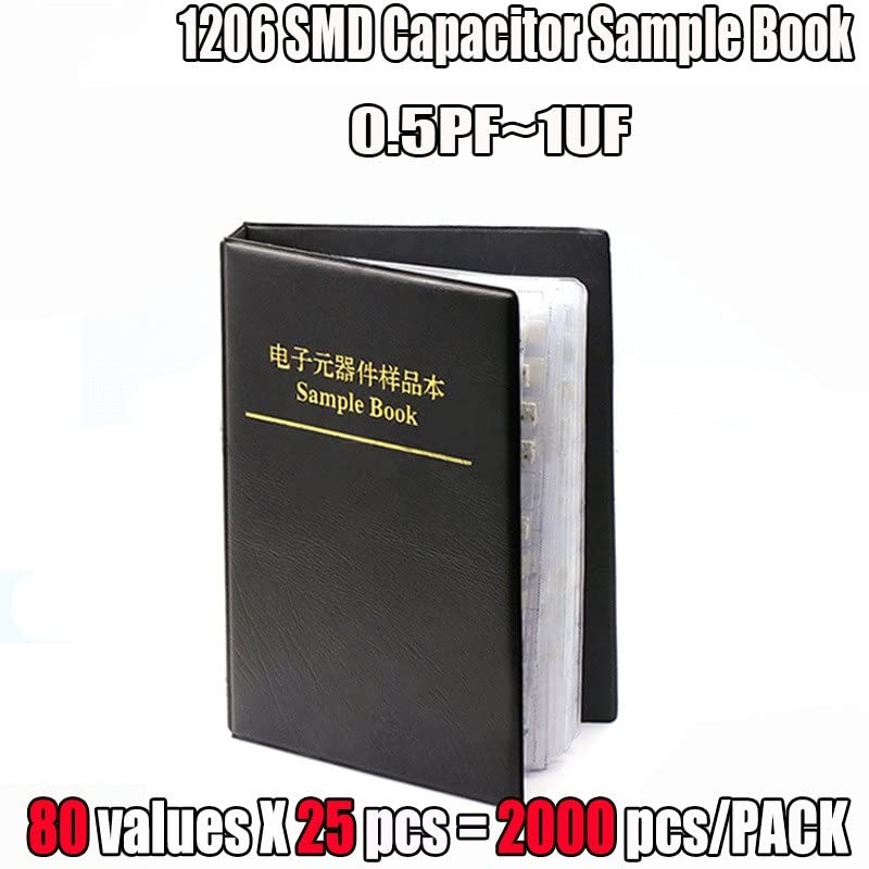 1206 SMD Capacitor Sample Book 80valuesX25pcs=2000pcs 0.5PF~1UF Assortment Kit Pack (Size : 1206 2000PC 80Value)