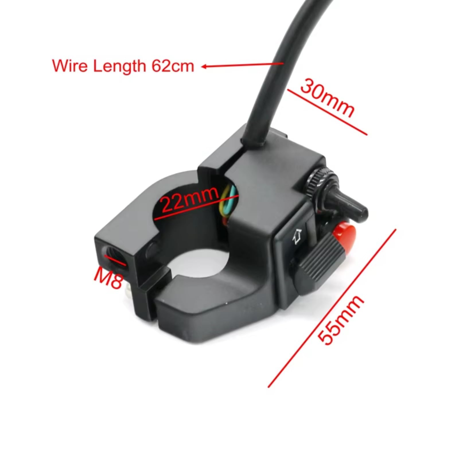 Manubrio Modificato Per Moto, Interruttore Fari Multifunzione Universale, Clacson, Doppio Flash Blocco Comandi Moto(Black)